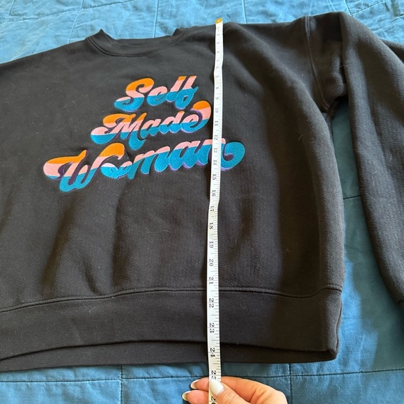 Good American Oversized Crew Neck B Project "Self Made Woman" Sweatshirt Black L - Picture 6 of 10